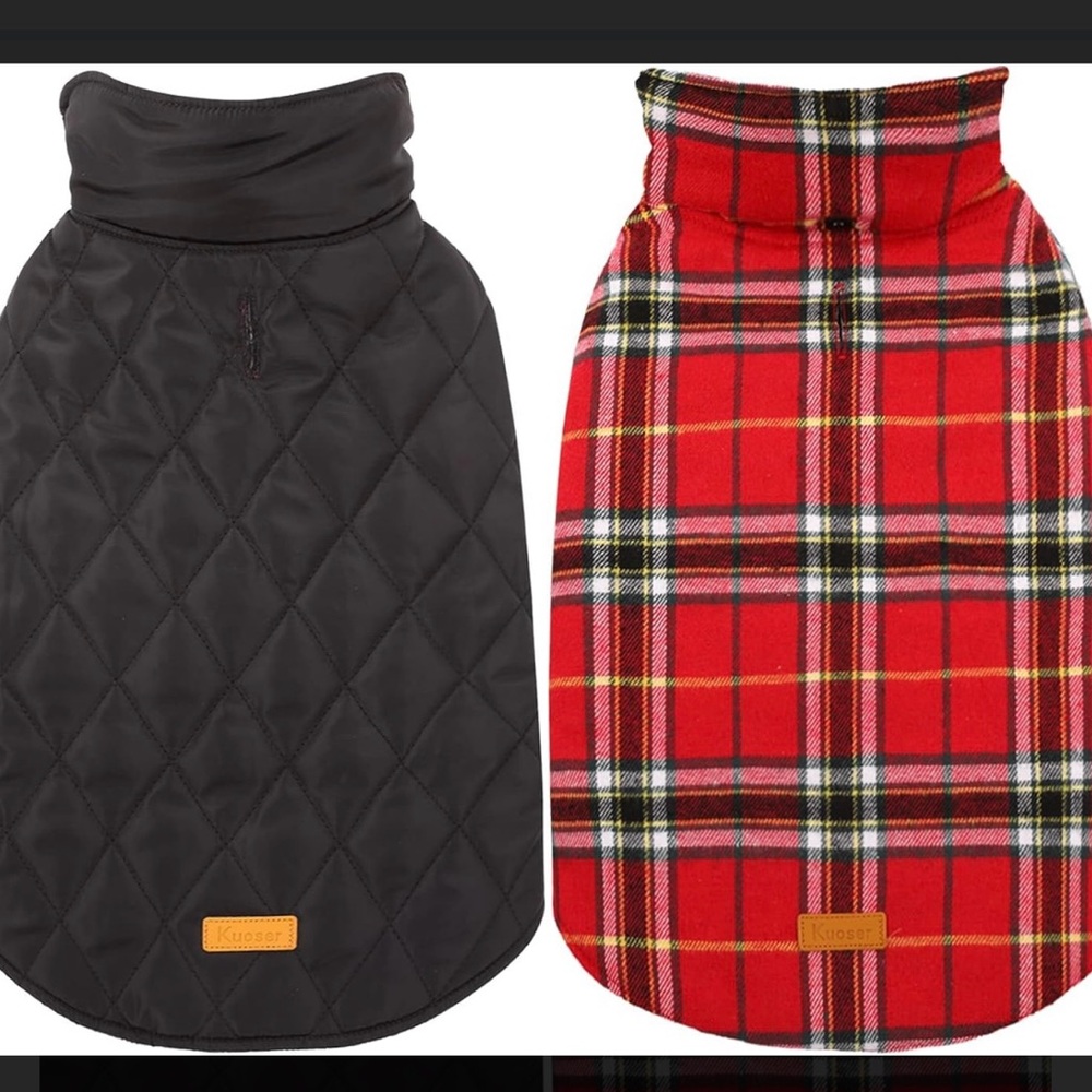 Dog Quilted and Plaid reversible Jacket